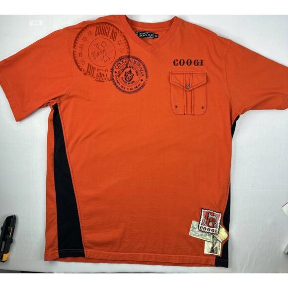 Coogi Shirt Mens XXL Embroidered With Pocket Vintage Stitch Patch Short Sleeve - Picture 8 of 10